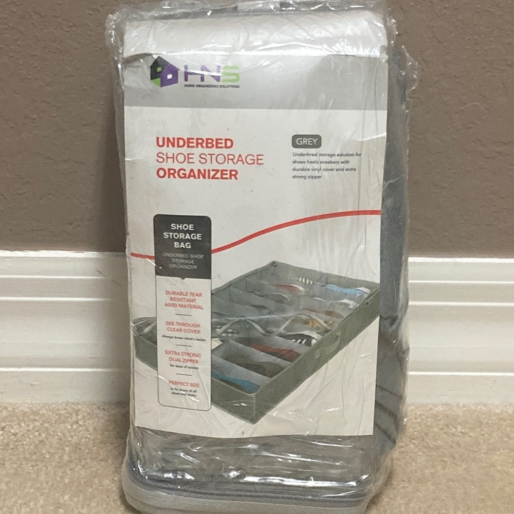 NWOT Grey Underbed Shoe Storage Organizer